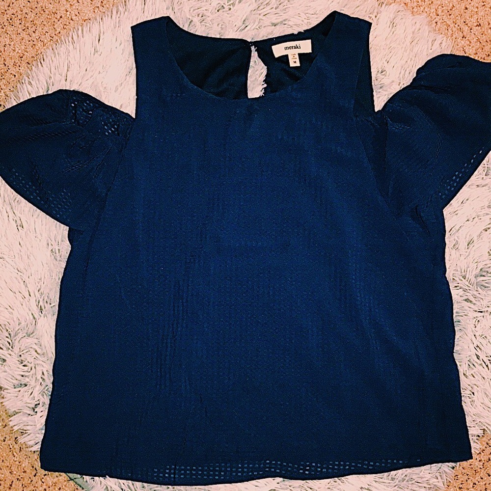 Off the Shoulder Navy Blue Blouse